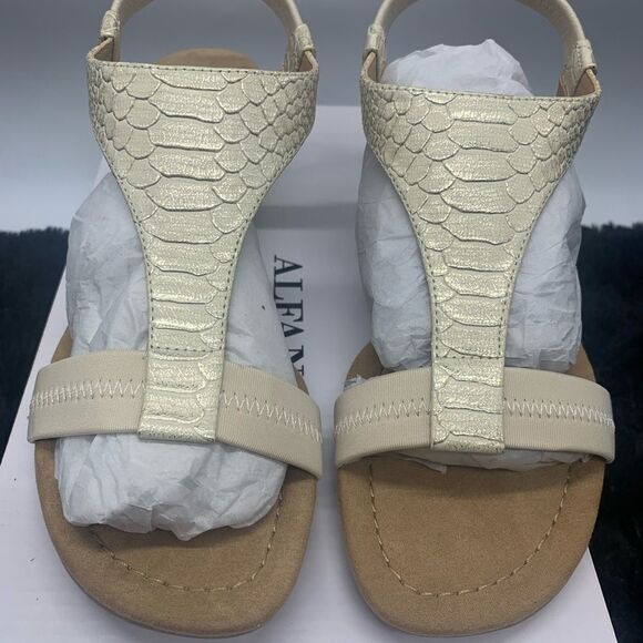 Alfani Women's Step 'N Flex Vacanzaa Wedge Sandals Stone Metallic  Size 7M - Picture 4 of 5